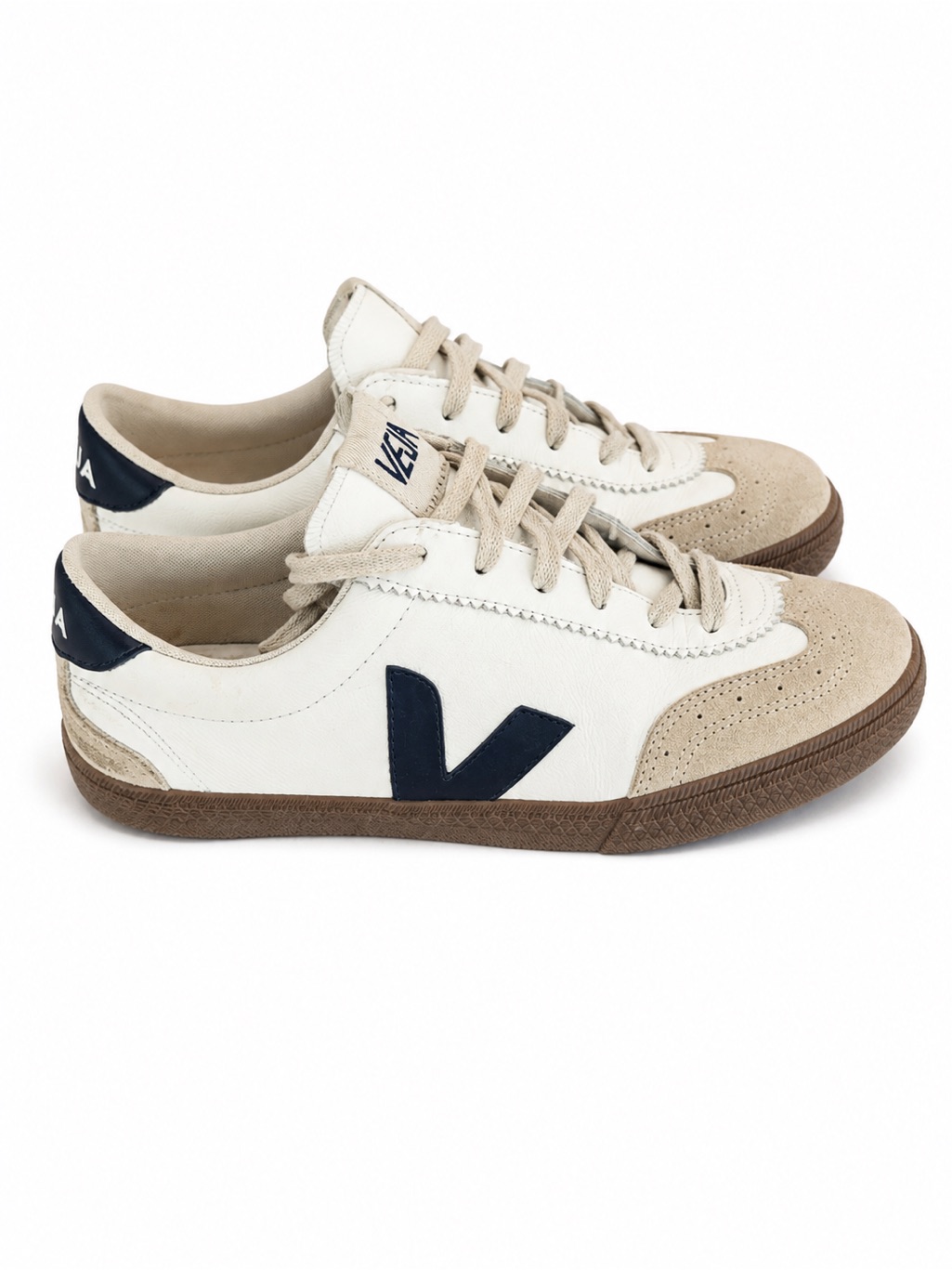 Veja Women’s White And Navy Athletic Sneakers